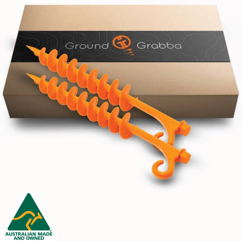 GroundGrabba Lite Screw-In Sand Peg | 19mm Hex Head | Sand & Soft Ground Use | Super Tough Nylon Blend