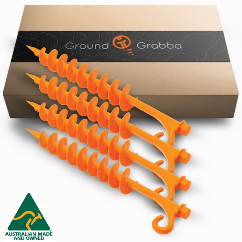 GroundGrabba Lite Screw-In Sand Peg | 19mm Hex Head | Sand & Soft Ground Use | Super Tough Nylon Blend