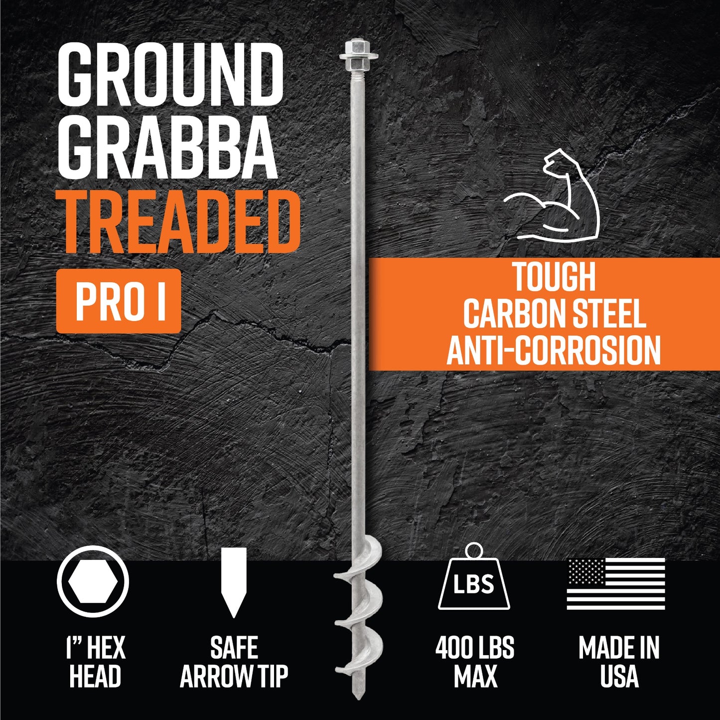 Commercial Threaded Pro II Kit | 2x 900mm 15mm shaft | Galvanised | For Small anchoring Holes