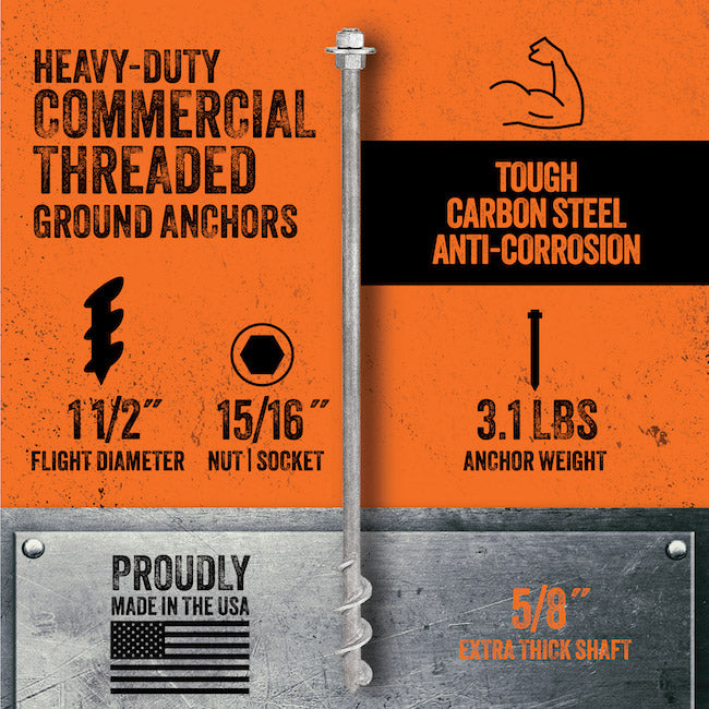 Commercial Threaded Pro II Kit | 2x 900mm 15mm shaft | Galvanised | For Small anchoring Holes