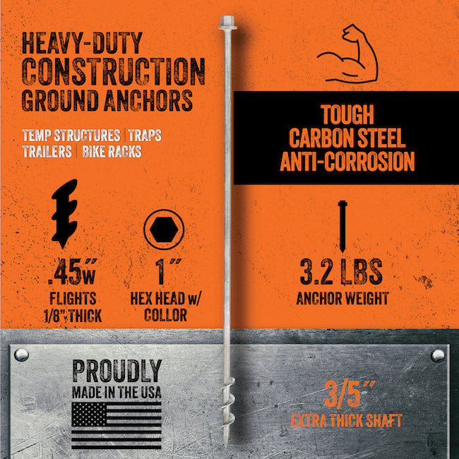 Commercial Pack | 2x 900mm 15mm shaft | Earth Anchor | Galvanised