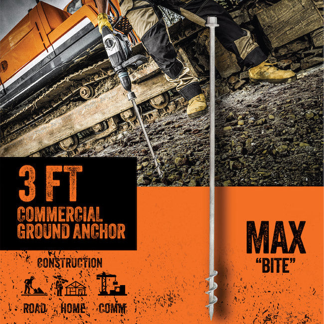 Commercial Pack | 2x 900mm 15mm shaft | Earth Anchor | Galvanised