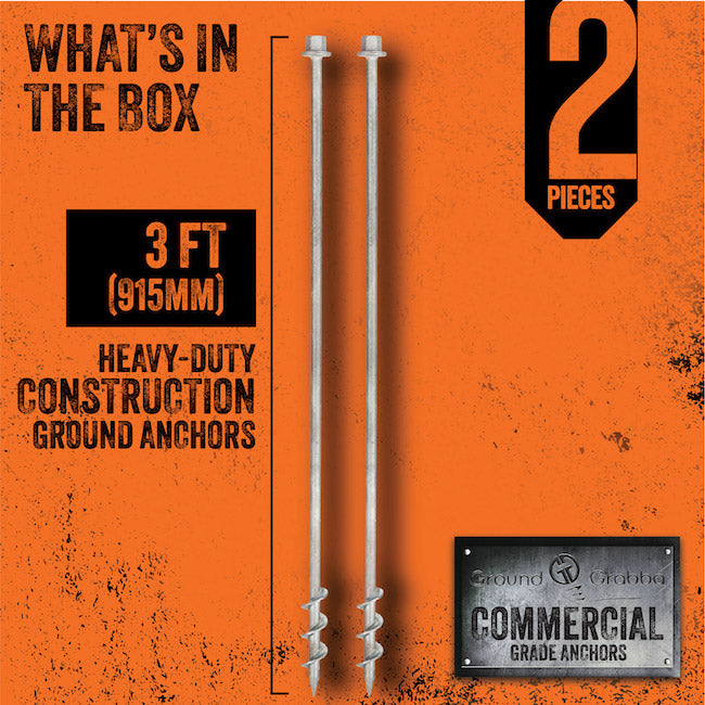 Commercial Pack | 2x 900mm 15mm shaft | Earth Anchor | Galvanised