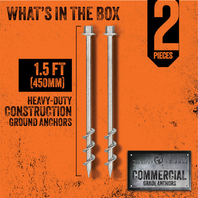 Commercial Ground Anchor Pack – 2 x 450mm GroundGrabba Pro (Lighter Duty Fixings)