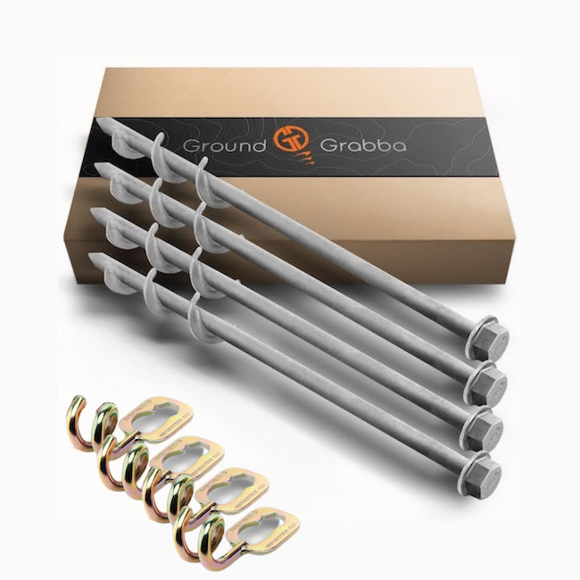 GroundGrabba Pro | 315mm | Screw-In Tent Peg Ground Anchors | Unbreakable | 8 or 24 Piece Kit | 3X Grip | New 16mm Hex Series