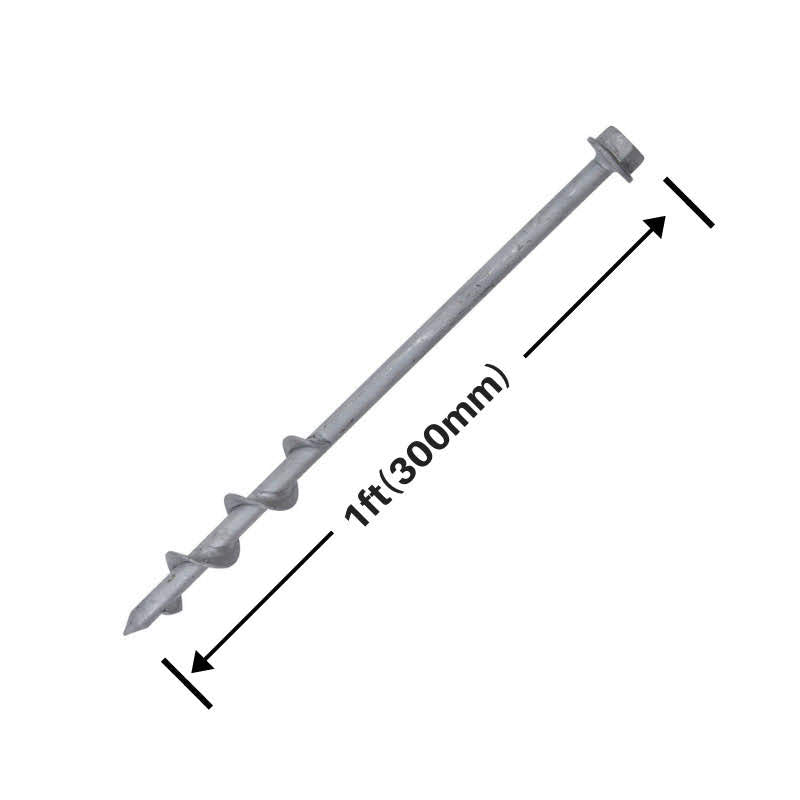 GroundGrabba Pro 300mm screw-in tent peg and heavy-duty ground anchor with measurement overlay, designed for securing tents, gazebos, and tarpaulins when camping.