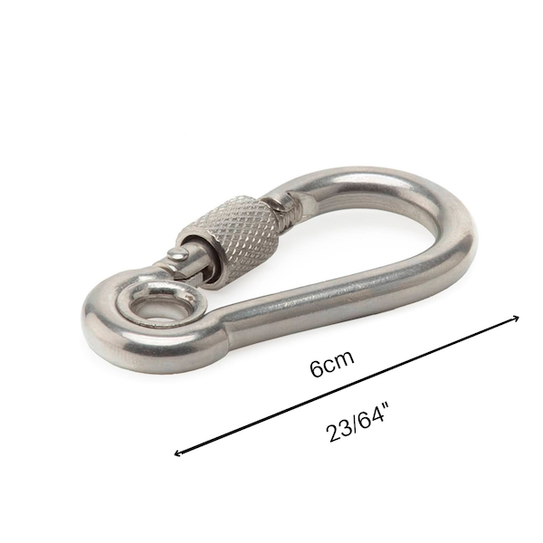 Stainless Steel Carabiner 2 Packs | 6cm or 8cm | 316 Stainless | Screw Up Safety Gate