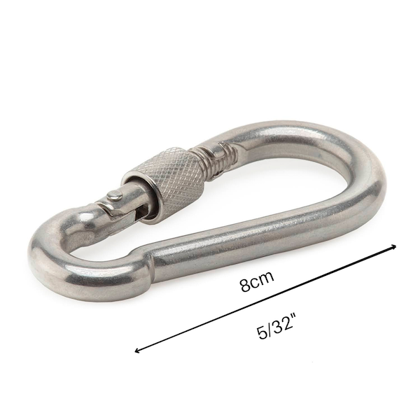 Stainless Steel Carabiner 2 Packs | 6cm or 8cm | 316 Stainless | Screw Up Safety Gate