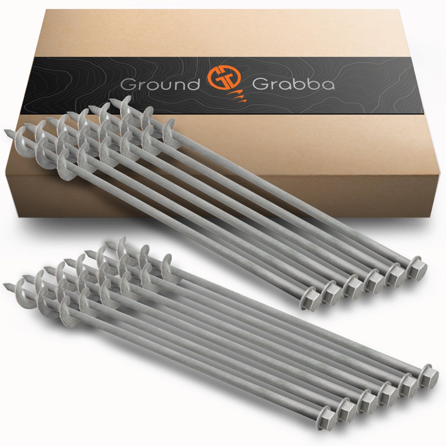 GroundGrabba Pro ll | 615mm |Screw-In Tent Peg Ground Anchors | Unbreakable| 615mm | 7X Grip | New 16mm Hex Series