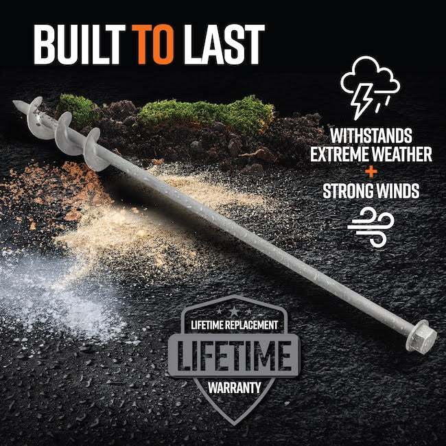 GroundGrabba Pro I | 465mm | Screw-In Tent Peg Ground Anchors | Unbreakable | 7X Grip | New 16mm Hex Series