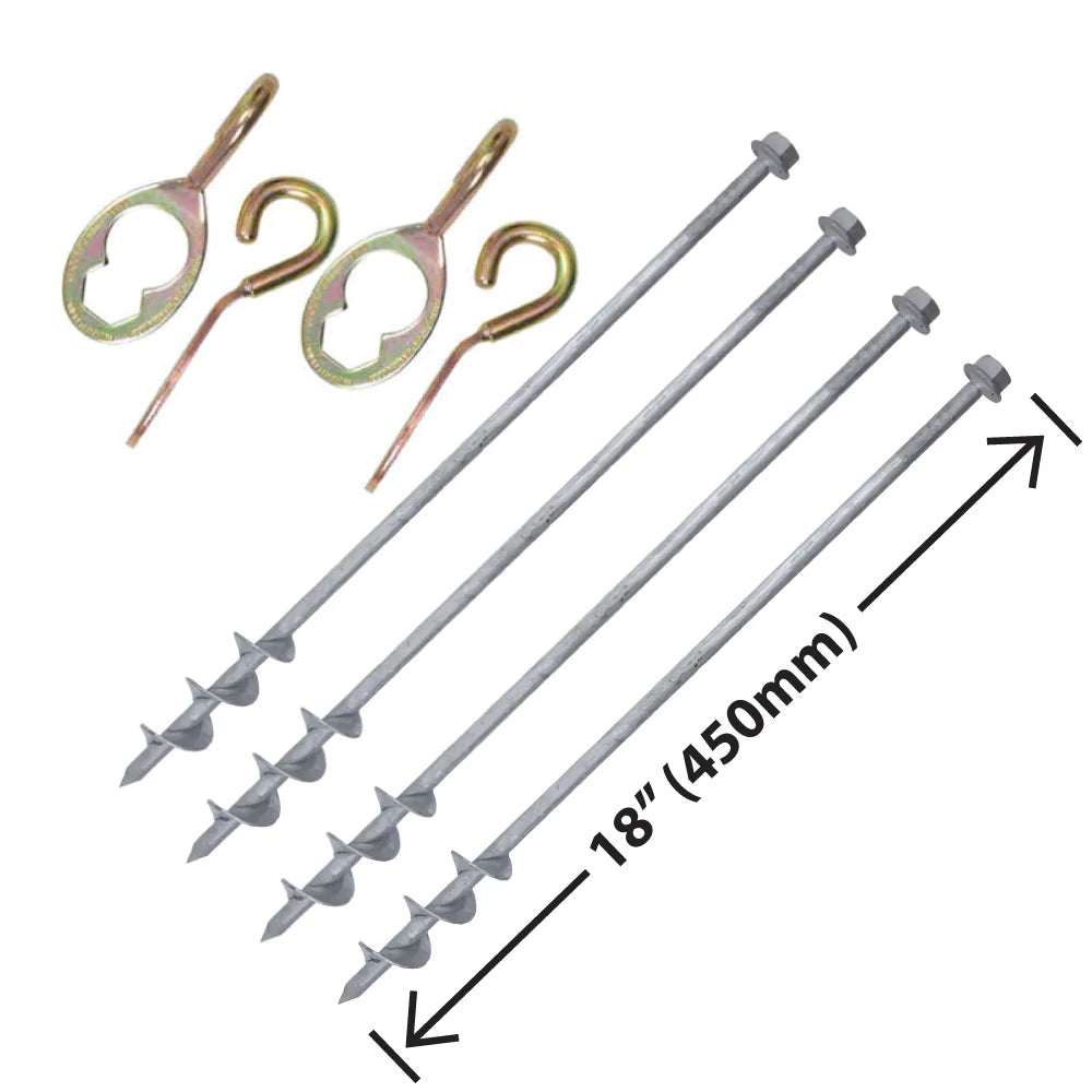 GroundGrabba Pro l | 465mm | Screw-In Tent Peg Ground Anchors | Unbreakable | 8 or 24 Piece Kit | 7X Grip | New 16mm Hex Series