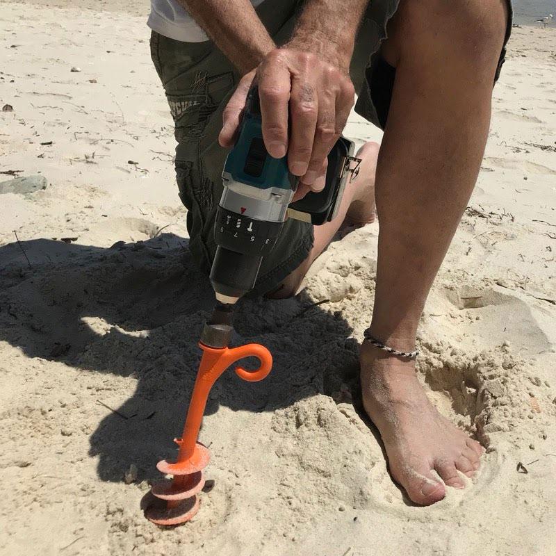 GroundGrabba Lite Screw-In Sand Peg | 19mm Hex Head | Sand & Soft Ground Use | Super Tough Nylon Blend