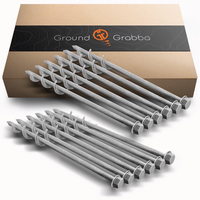 GroundGrabba Pro | 315mm | Screw-In Tent Peg Ground Anchors | Unbreakable | 3X Grip | New 16mm Hex Series