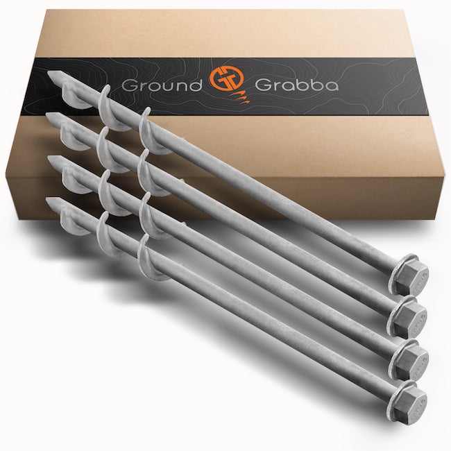 GroundGrabba Pro | 315mm | Screw-In Tent Peg Ground Anchors | Unbreakable | 3X Grip | New 16mm Hex Series
