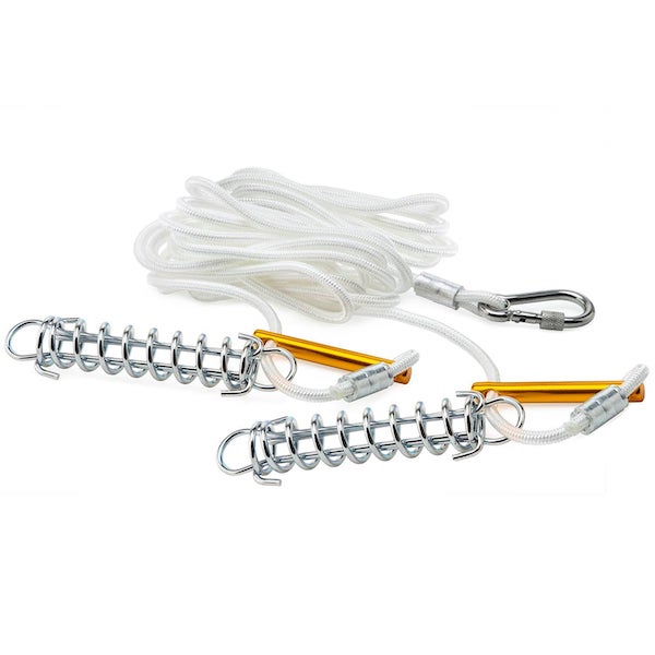 GroundGrabba Double Spring | Guy Rope | Tent | Tarp | Annexe | Anodised Tensioner | Easy Carabiner Connection