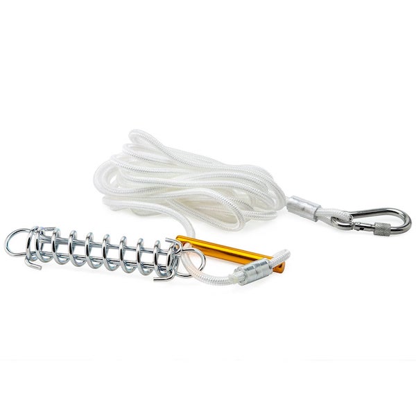 GroundGrabba Single Spring |  Guy Rope | Tent | Tarp | Annexe | Anodised Tensioner | Easy Carabiner Connection