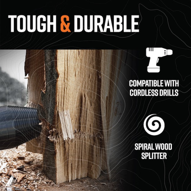 Wood Splitter | Use Your Cordless Drill | Makes Kindling | Welded Shaft Prevents Head spinning off in Reverse