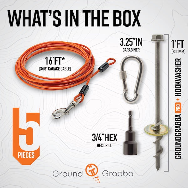 Grounded Paws Tie Down Kit | Tethering System | Dogs | Cats | Goats | Yowi's | 5 or 10m