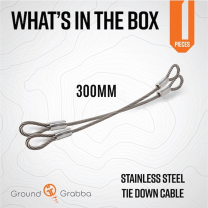 Stainless Steel Cable Tie Downs – Sold as 2 Pieces | Dual End Loops | Trampolines | Swing Sets | Horse Jumps