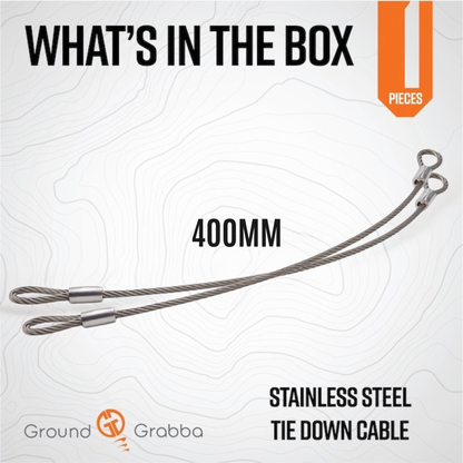 Stainless Steel Cable Tie Downs – Sold as 2 Pieces | Dual End Loops | Trampolines | Swing Sets | Horse Jumps