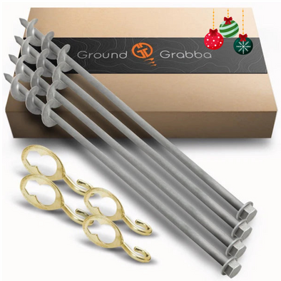 CHRISTMAS SPECIALS GroundGrabba Pro II 8 Piece Kit 4xAnchors 4xHooks(19mm hex)