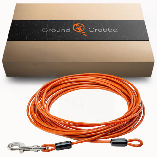 GroundGrabba Orange Insulated Tethering Cable | dogs |cats | goats | Yowi's | 5 or 10m