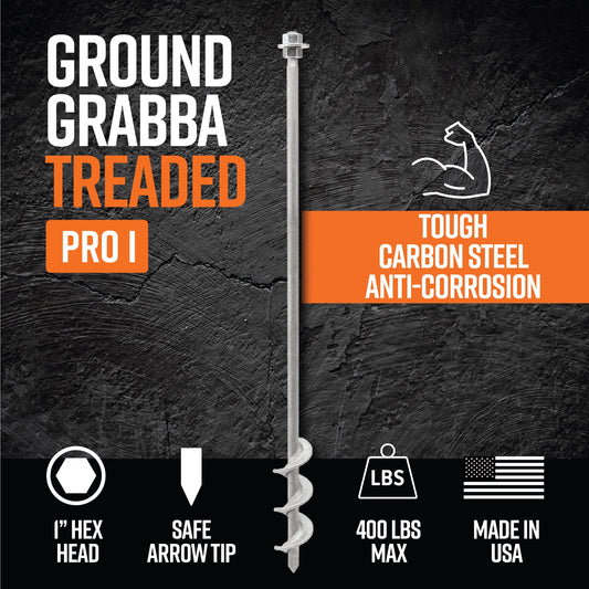 50% OFF - END OF LINE- Threaded Ground Anchor Pack – 2 x 450mm GroundGrabba Pro I