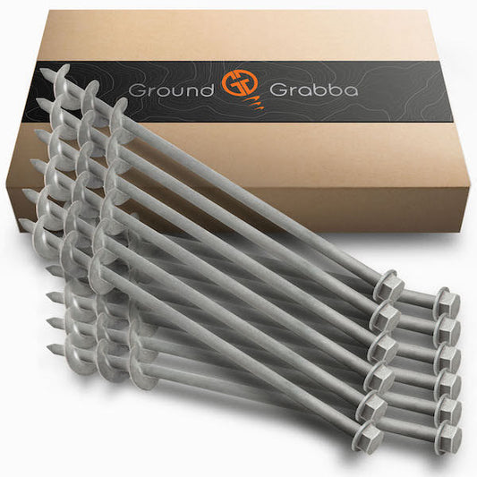 450mm  Pro I | 12 Pack | Screw-In Tent Peg Ground Anchor | Unbreakable | 7X Grip |Original 19mm Series
