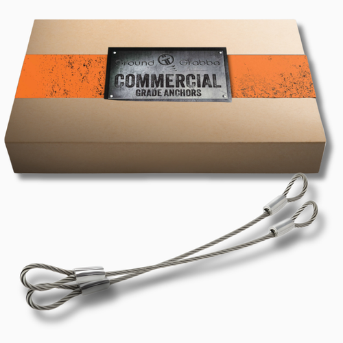 Stainless Steel Cable Tie Downs – Sold as 2 Pieces | Dual End Loops | Trampolines | Swing Sets | Horse Jumps