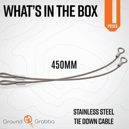 Stainless Steel Cable Tie Downs – Sold as 2 Pieces | Dual End Loops | Trampolines | Swing Sets | Horse Jumps