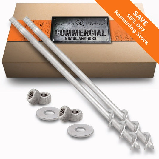 Threaded Ground Anchor Pack – 2 x 450mm Commercial GroundGrabba Pro (Compact Fixtures)