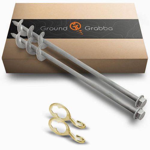 GroundGrabba Pro II | 615mm |Screw-In Tent Peg Ground Anchors | Unbreakable | 4, 8 or 24 Piece Kit | 7X Grip | New 16mm Hex Series