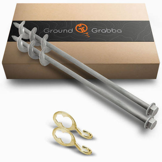 GroundGrabba Pro II | 615mm |Screw-In Tent Peg Ground Anchors | Unbreakable | 4, 8 or 24 Piece Kit | 7X Grip | New 16mm Hex Series